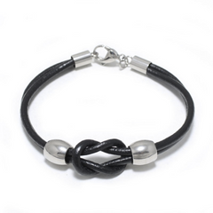 Sailors Knot - Black Leather Bracelet