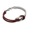 Stainless Steel and Red Leather Bracelet